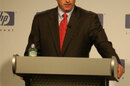 Shot of HP CEO Mark Hurd at press conference