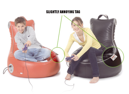 the annoying tag on the SlouchPod gaming chair the annoying tag on the SlouchPod gaming chair