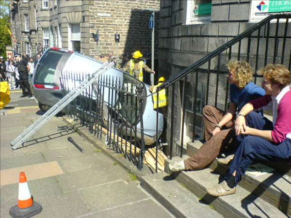 Ford Focus embedded into Edinburgh basement