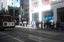 The line for the Apple iPhone - not the cable car.