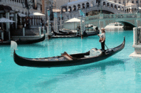 Gondolier on Las Vegas Venetian Hotel's lagoon