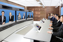 Tandberg telepresence video-conferencing session