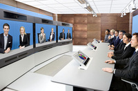 Tandberg telepresence video-conferencing session