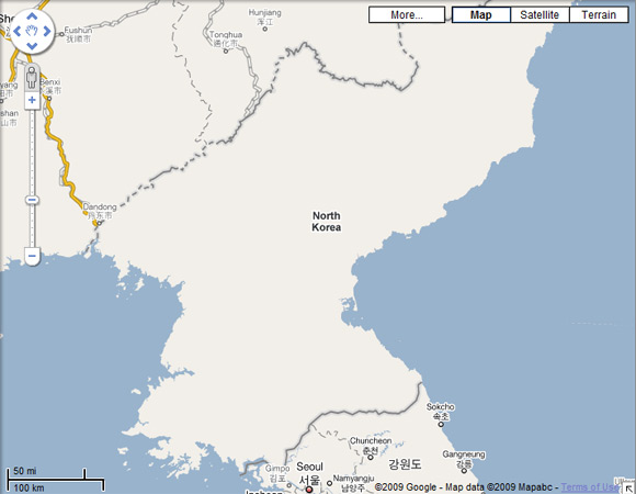 pyongyang north korea map. North Korea map on Google Maps
