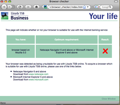 Lloyds TSB's online banking system shows no love for Firefox • The ...