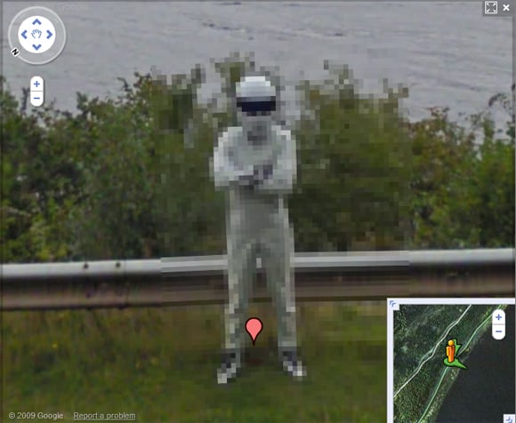 The Loch Ness Stig pixellated on Street View