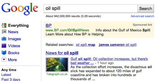BP buys oil spill keywords