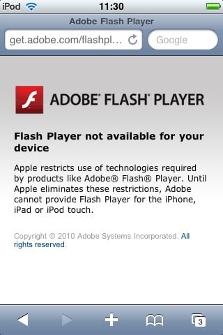 mobile web, adobe flash