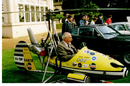 The 'Little Nellie' autogyro used in the Bond film 'You Only Live Twice', with designer Ken Wallis at the controls