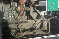 The PC's interior, caked in dust