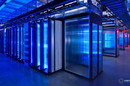 Facebook data center - interior, lit up