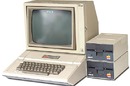 Apple II with monitor and floppy-disk drives