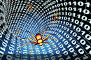 spiders crawl through tunnel of binary numbers