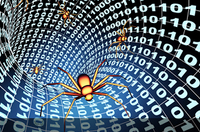 spiders crawl through tunnel of binary numbers
