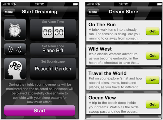 Dream on app, screengrab