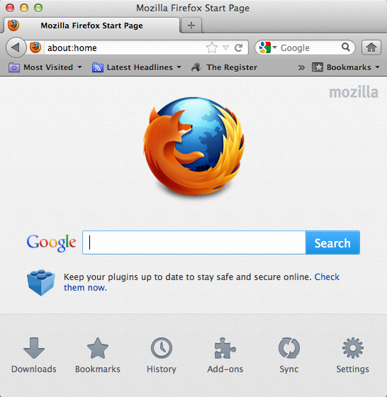 Firefox 13 Start Page