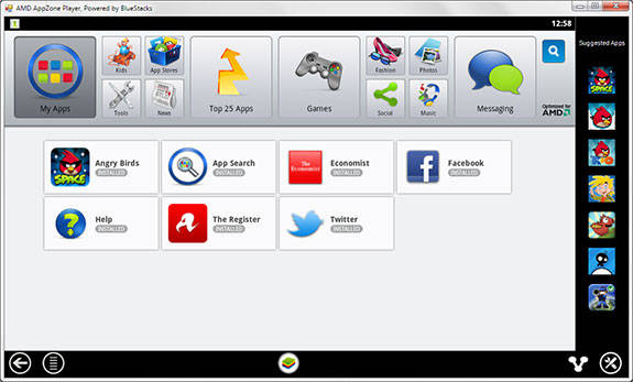 Screenshot of AMD AppZone Player powered by BlueStacks
