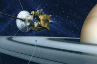 Artist's impression of Cassini spacecraft orbiting Saturn