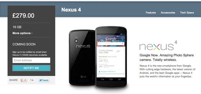 Nexus 4 on Google Play