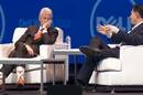 President Bill Clinton showing off his boots and his brains at Dell World