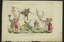French cartoon, 1790: devil disguised as man walking tightrope