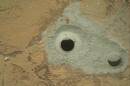 The first two holes Curiosity drilled on mars