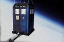 The Tardis seen against the curvature of the Earth