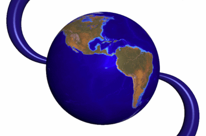 Mosaic spinning world logo