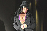 Girl in flasher mac