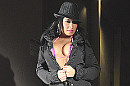 Girl in flasher mac