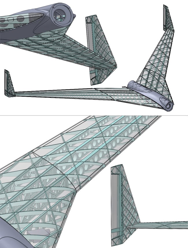 Montage of CAD images of sections of the Vulture 2