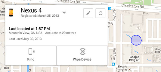 Screenshot of Android Device Manager