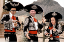 three amigos movie poster + three speaking in tech podcast hosts: Greg Kniereman, Sarah Vela, Ed Saiptech
