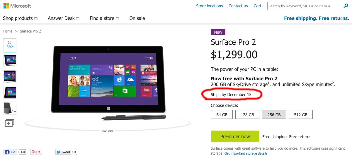 Microsoft shop late Surface