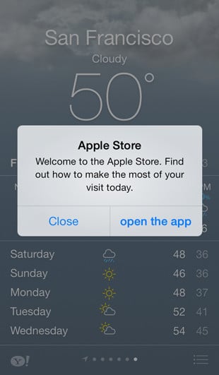 iOS 7 Apple Store app: welcome badge