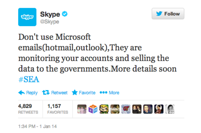 Skype's Twitter account, blog hacked to spread anti-Microsoft messages