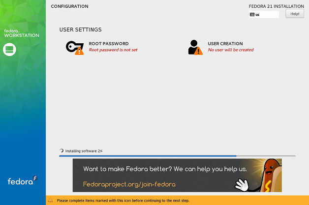 Fedora 21 install