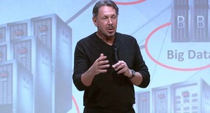 Larry Ellison on stage at the launch of Oracle's X5 engineered systems range