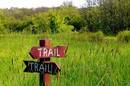 sign post pointing to trail in two different directions