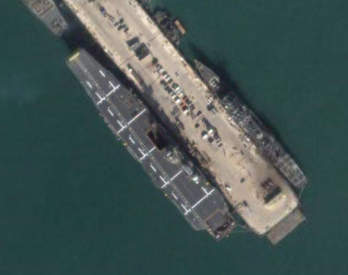An aircraft carrier at Rota naval base