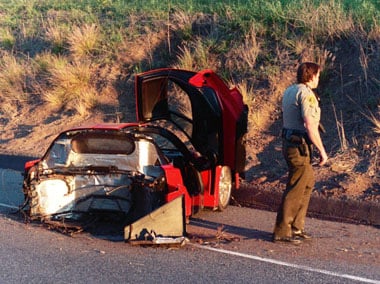 Eriksson's crashed Ferrari