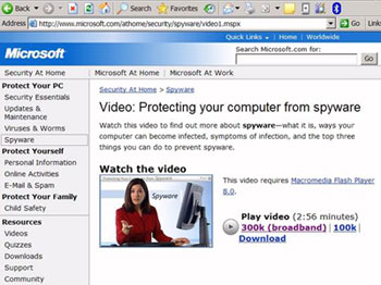Microsoft video explaining spyware