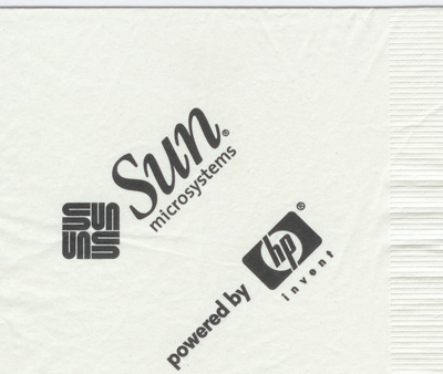 Napkin with Sun and HP logos