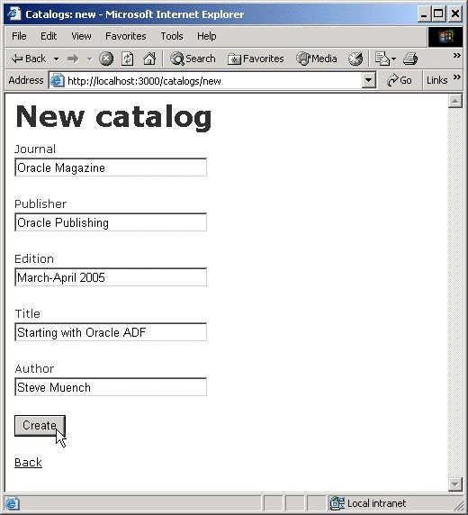 Displays figure 3. New Catalog Entry View.