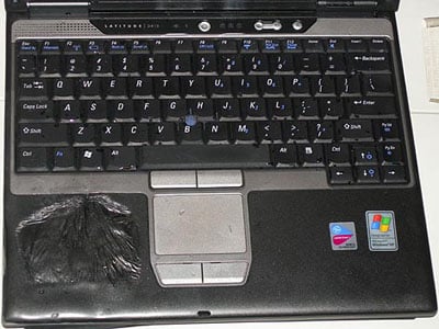 dell laptop fire damage - pic courtesy of the sydney morning herald