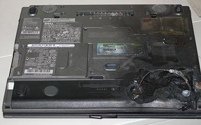dell laptop fire damage - pic courtesy of the sydney morning herald