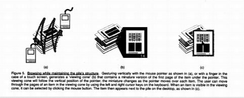Apple's Piles from 1992: browsing the pile, pulling out a page