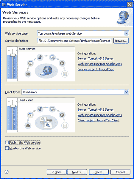 Shows visual web service editors in Callisto.