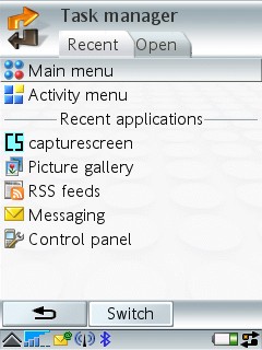 P990i's Task Manager - choose your pane