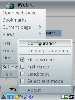 Opera on the P990i: configuring the browser 